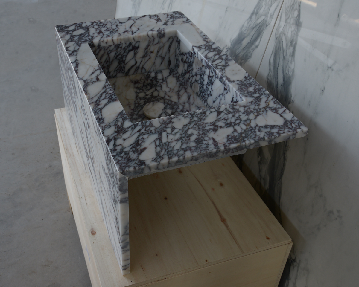 Calacatta Viola Marble Bathroom Sink - Handcrafted Artisan Design, photo 2 of 6