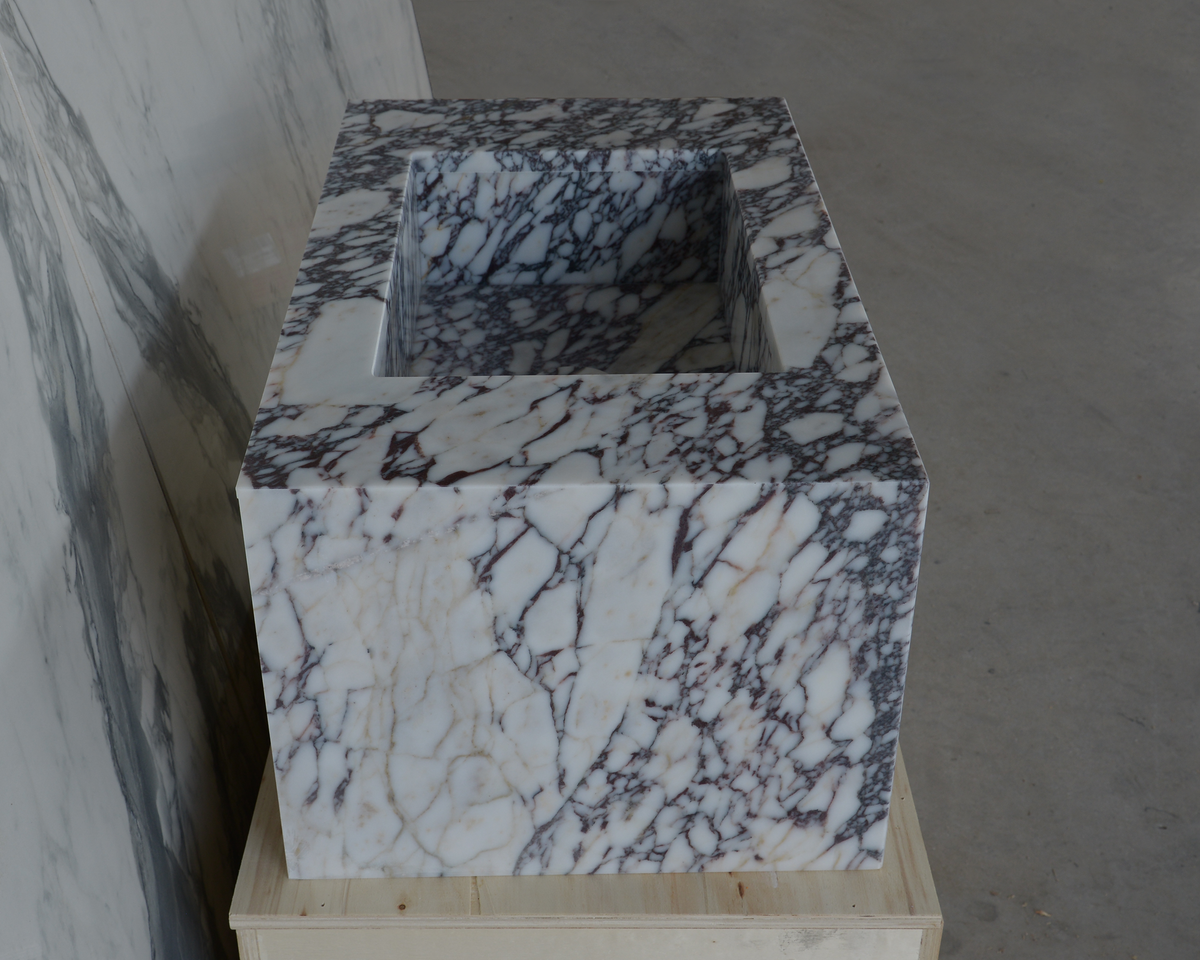 Calacatta Viola Marble Bathroom Sink - Handcrafted Artisan Design, photo 4 of 6