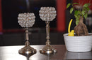 Vibhsa Round Crystal Aluminium Candle Holder Set of 2