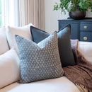 Luna Floral Block Printed Pillow Cover | Blue/Teal Green by Apartment No.3