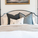 Luna Floral Block Printed Pillow Cover | Blue/Teal Green