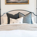 Luna Floral Block Printed Pillow Cover | Blue/Teal Green by Apartment No.3