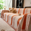 Chenille Reversible Rainbow Couch Cover Blanket for Sofas, Pet Friendly Couch Slipcovers with Tassel