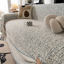 Textured Woven Furniture Protector for Couch, Rustic Farmhouse Sofa Throw Blanket