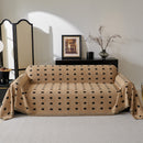 Sofa Throw Blanket with Woven Geometric Pattern & Tassels, Soft & Thick Couch Cover