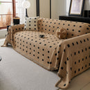 Sofa Throw Blanket with Woven Geometric Pattern & Tassels, Soft & Thick Couch Cover