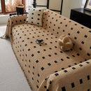 Sofa Throw Blanket with Woven Geometric Pattern & Tassels, Soft & Thick Couch Cover