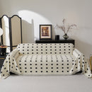 Sofa Throw Blanket with Woven Geometric Pattern & Tassels, Soft & Thick Couch Cover