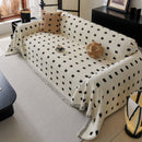 Sofa Throw Blanket with Woven Geometric Pattern & Tassels, Soft & Thick Couch Cover