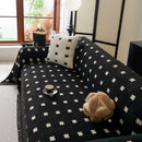 Sofa Throw Blanket with Woven Geometric Pattern & Tassels, Soft & Thick Couch Cover