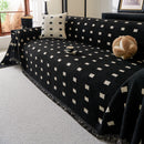 Sofa Throw Blanket with Woven Geometric Pattern & Tassels, Soft & Thick Couch Cover