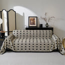 Sofa Throw Blanket with Woven Geometric Pattern & Tassels, Soft & Thick Couch Cover