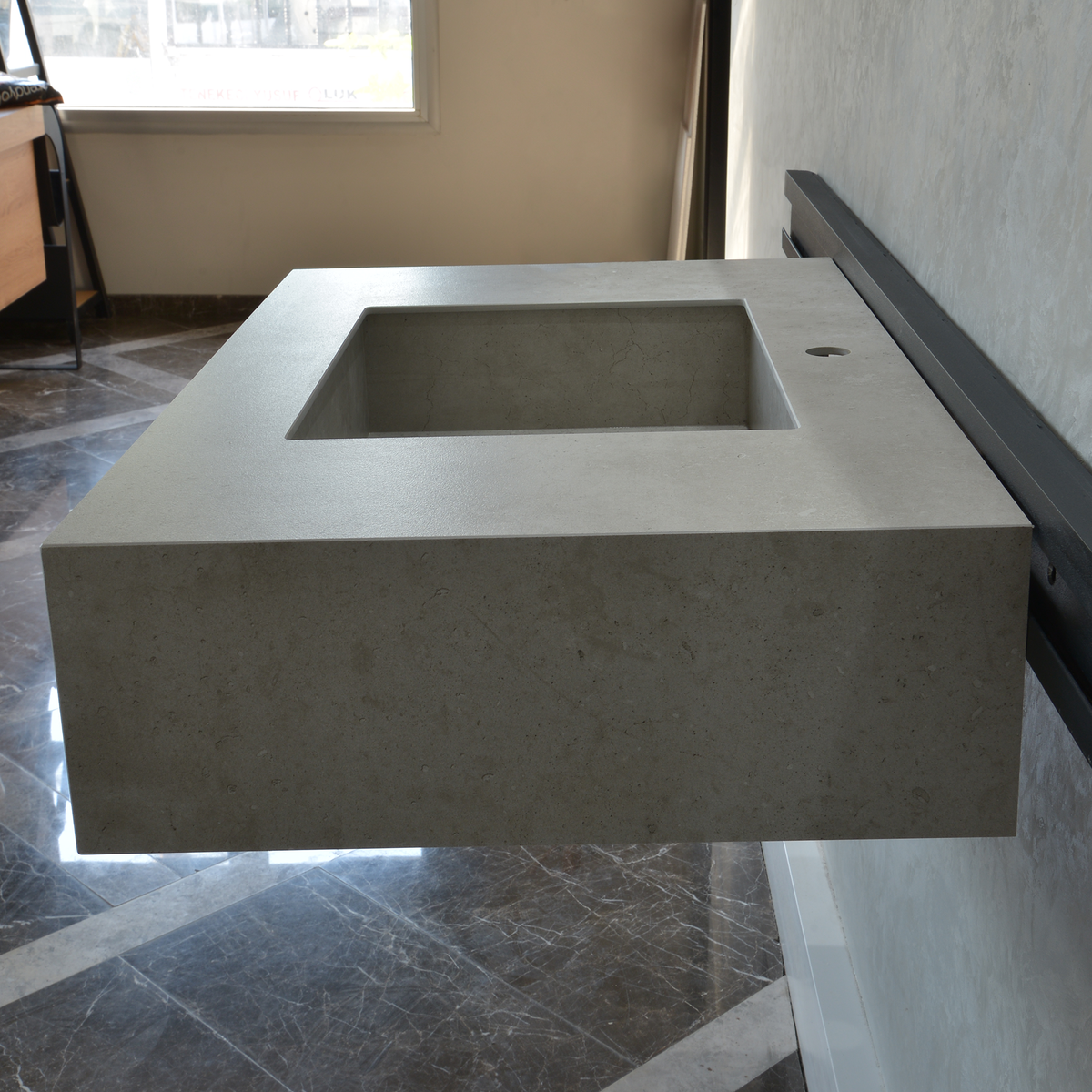 Handcrafted Infinity Concrete Grey Engineered Porcelain Sink, photo 8 of 11
