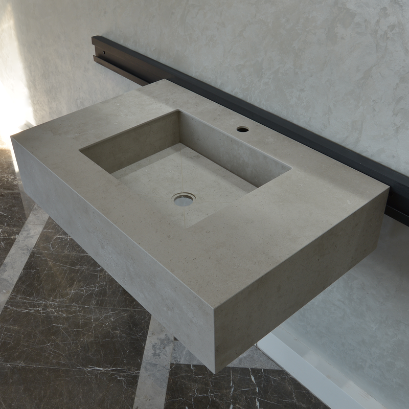 Handcrafted Infinity Concrete Grey Engineered Porcelain Sink, photo 10 of 11