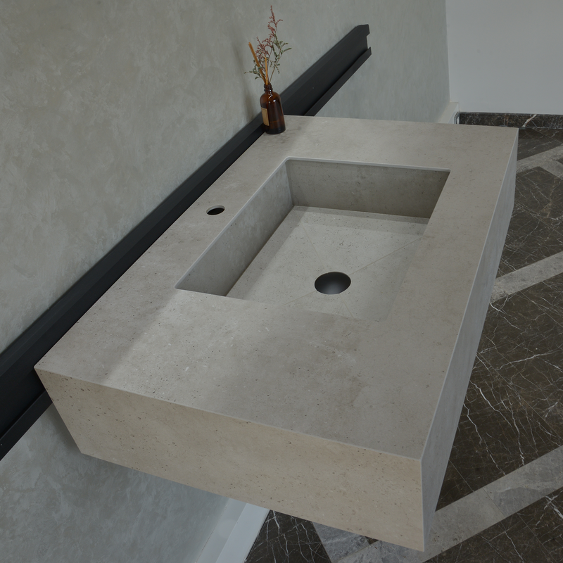Handcrafted Infinity Concrete Grey Engineered Porcelain Sink, photo 3 of 11