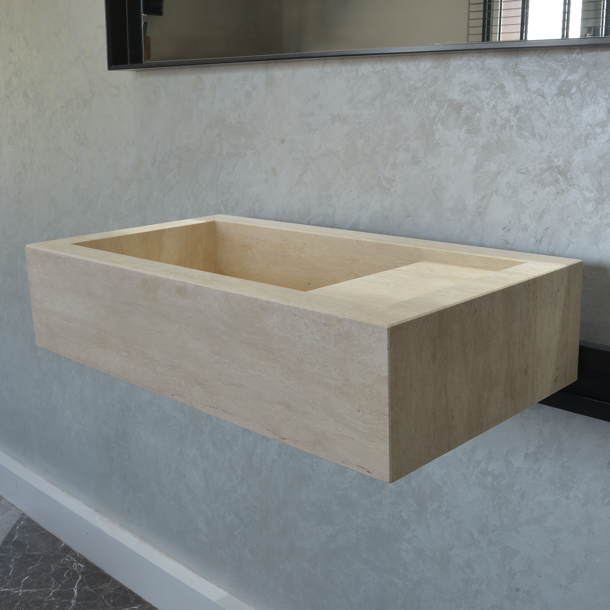 Handmade Travertine Bathroom Sink - Custom Carved Artisan Natural Stone Luxury Basin, photo 2 of 10
