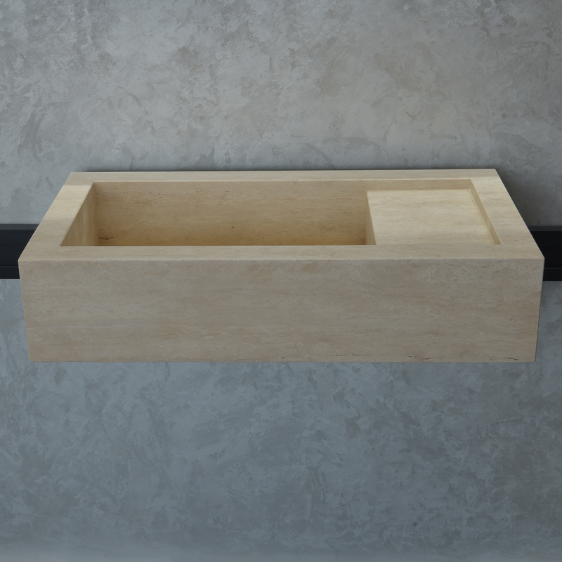 Handmade Travertine Bathroom Sink - Custom Carved Artisan Natural Stone Luxury Basin, photo 4 of 10