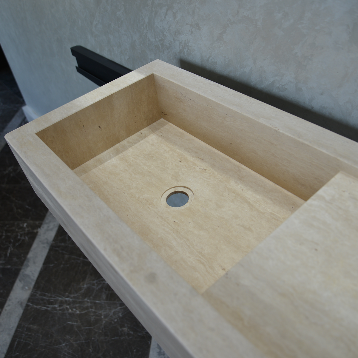Handmade Travertine Bathroom Sink - Custom Carved Artisan Natural Stone Luxury Basin, photo 10 of 10
