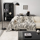 Modern Minimalist Chenille Willow Leaf Pattern Couch Cover Blanket, Luxurious Blankets for The Sofa