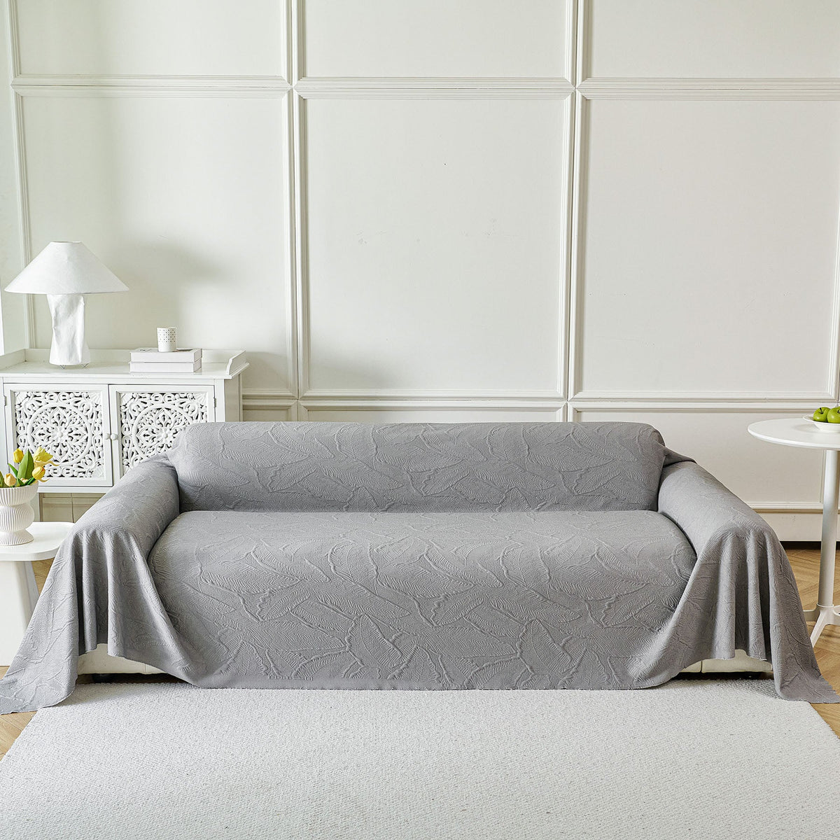 Embossed Leaf Pattern Sofa Cover Blanket for Couch, Soft Cooling Textured Couch Cover, photo 2 of 41