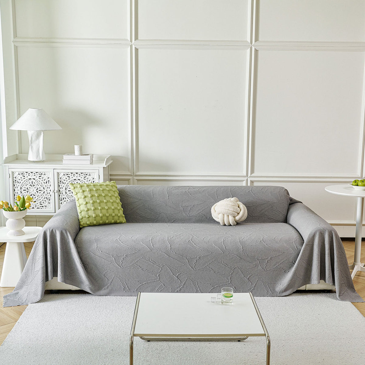 Embossed Leaf Pattern Sofa Cover Blanket for Couch, Soft Cooling Textured Couch Cover, photo 26 of 41