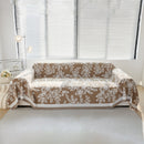 Floral Symphony Couch Throw Cover with Tassel, Chenille Sofa Cover with Leafy Melodies for Sectional