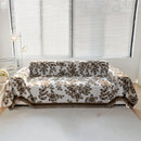 Floral Symphony Couch Throw Cover with Tassel, Chenille Sofa Cover with Leafy Melodies for Sectional