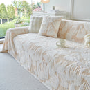 Plush Faux Fur Warm Sofa Cover with Waves Jacquard Textured Throw Blankets for Couch