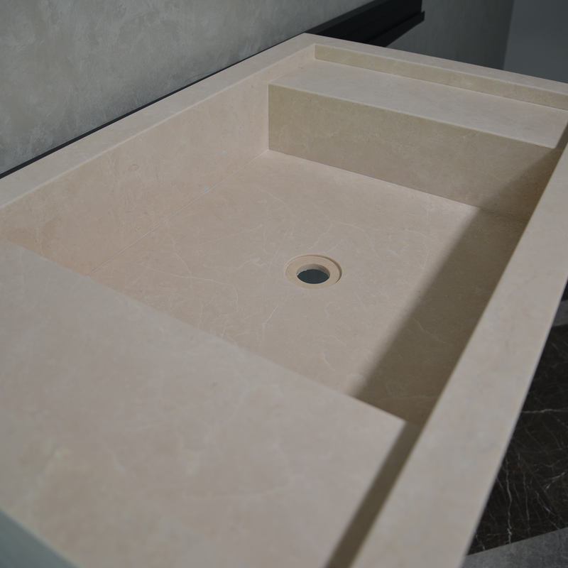 Light Pearl Marble Natural Stone Bathroom Vanity Sink - Handmade Custom, photo 3 of 10