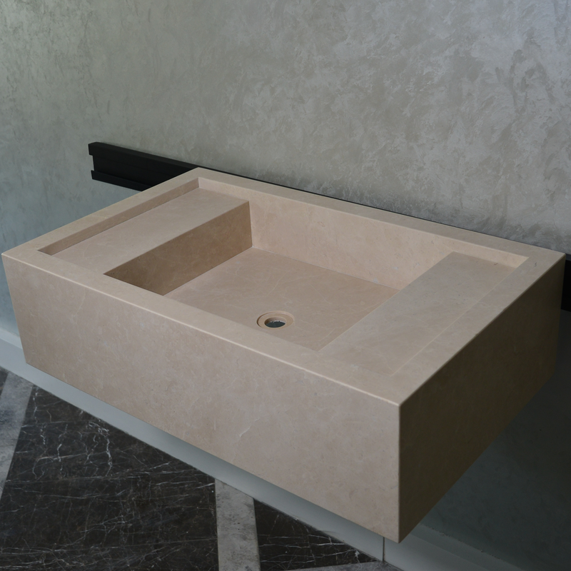 Light Pearl Marble Natural Stone Bathroom Vanity Sink - Handmade Custom, photo 4 of 10