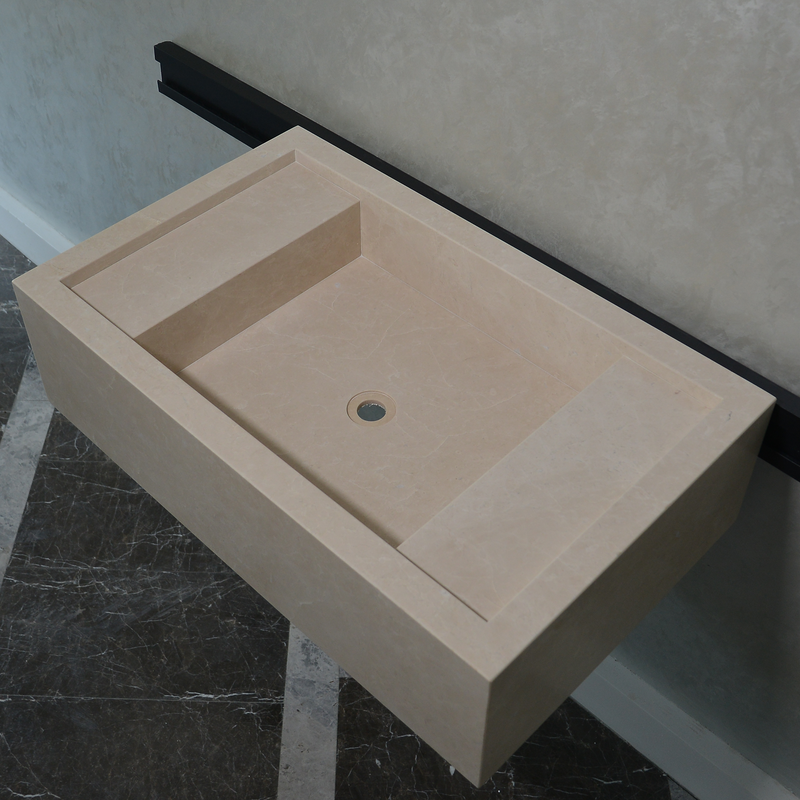 Light Pearl Marble Natural Stone Bathroom Vanity Sink - Handmade Custom, photo 6 of 10