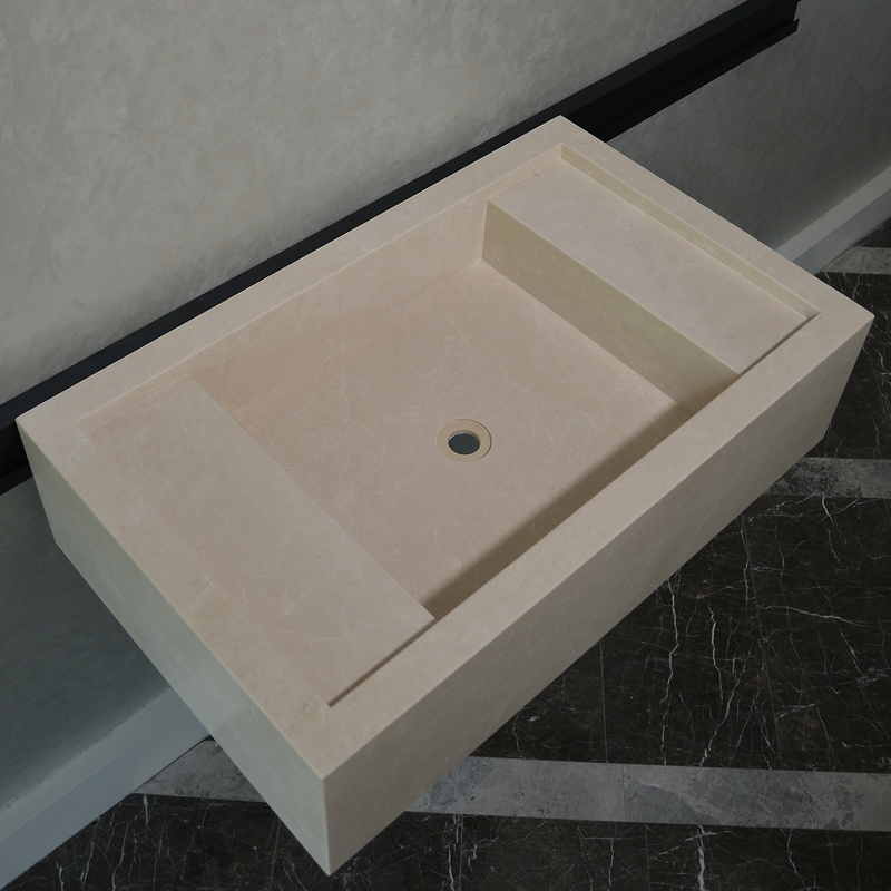 Light Pearl Marble Natural Stone Bathroom Vanity Sink - Handmade Custom, photo 7 of 10