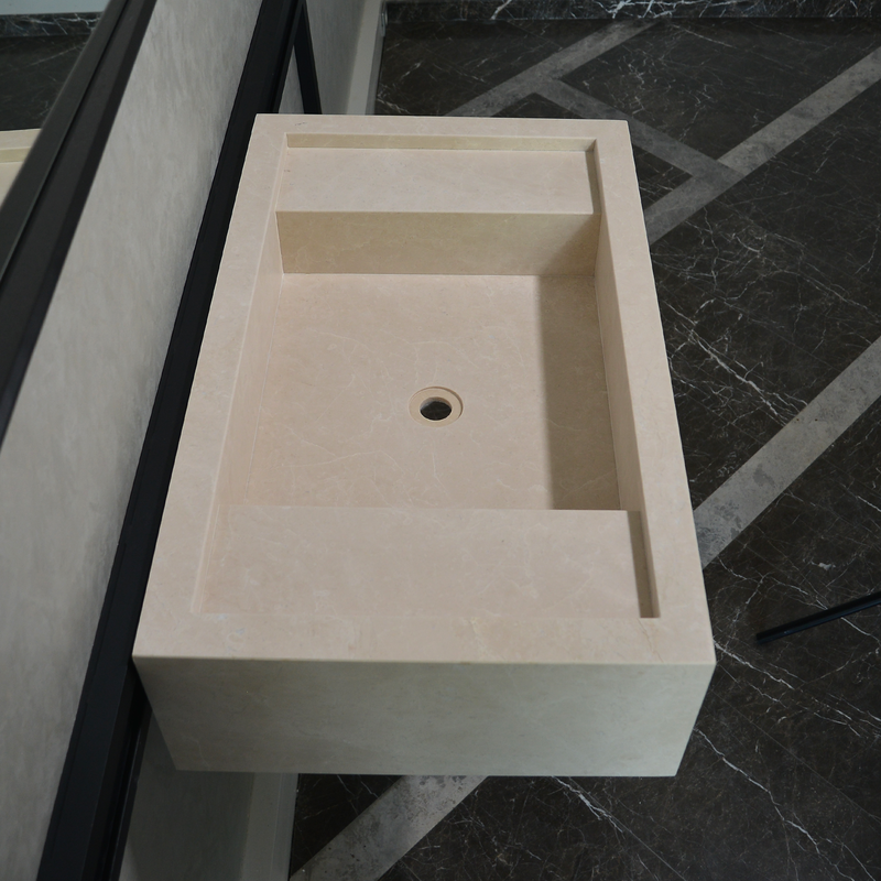 Light Pearl Marble Natural Stone Bathroom Vanity Sink - Handmade Custom, photo 8 of 10