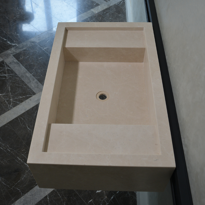 Light Pearl Marble Natural Stone Bathroom Vanity Sink - Handmade Custom, photo 9 of 10