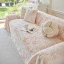 Plush Faux Fur Warm Sofa Cover with Waves Jacquard Textured Throw Blankets for Couch by Slipcover KAS™