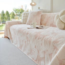 Plush Faux Fur Warm Sofa Cover with Waves Jacquard Textured Throw Blankets for Couch by Slipcover KAS™