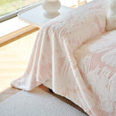 Plush Faux Fur Warm Sofa Cover with Waves Jacquard Textured Throw Blankets for Couch by Slipcover KAS™