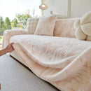 Plush Faux Fur Warm Sofa Cover with Waves Jacquard Textured Throw Blankets for Couch by Slipcover KAS™