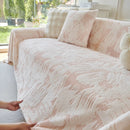 Plush Faux Fur Warm Sofa Cover with Waves Jacquard Textured Throw Blankets for Couch by Slipcover KAS™
