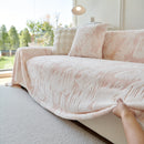 Plush Faux Fur Warm Sofa Cover with Waves Jacquard Textured Throw Blankets for Couch by Slipcover KAS™