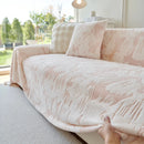 Plush Faux Fur Warm Sofa Cover with Waves Jacquard Textured Throw Blankets for Couch by Slipcover KAS™