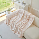 Plush Faux Fur Warm Sofa Cover with Waves Jacquard Textured Throw Blankets for Couch by Slipcover KAS™