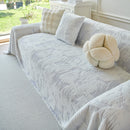 Plush Faux Fur Warm Sofa Cover with Waves Jacquard Textured Throw Blankets for Couch