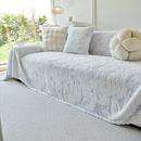 Plush Faux Fur Warm Sofa Cover with Waves Jacquard Textured Throw Blankets for Couch