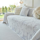 Plush Faux Fur Warm Sofa Cover with Waves Jacquard Textured Throw Blankets for Couch