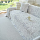 Plush Faux Fur Warm Sofa Cover with Waves Jacquard Textured Throw Blankets for Couch