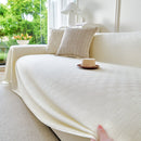Cooling Ice Silk Soft Sofa Cover Blanket, Woven Geometric Textured Modern Couch Cover