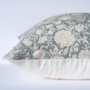 Chloe Floral Block Printed Pillow Cover | Blue