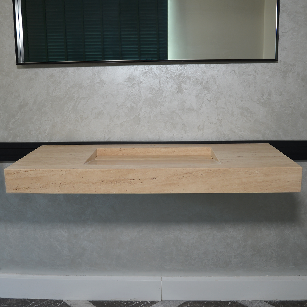 Handmade Travertine Natural Stone Sink - Custom Bathroom Vanity, photo 2 of 10