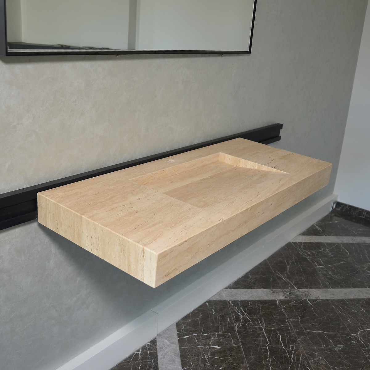 Handmade Travertine Natural Stone Sink - Custom Bathroom Vanity, photo 3 of 10